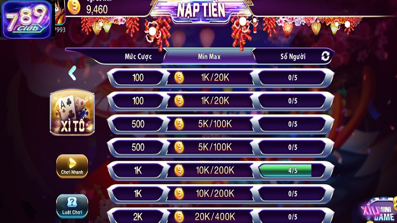 789Club cung cấp nhiều bàn chơi với các mức cược khác nhau